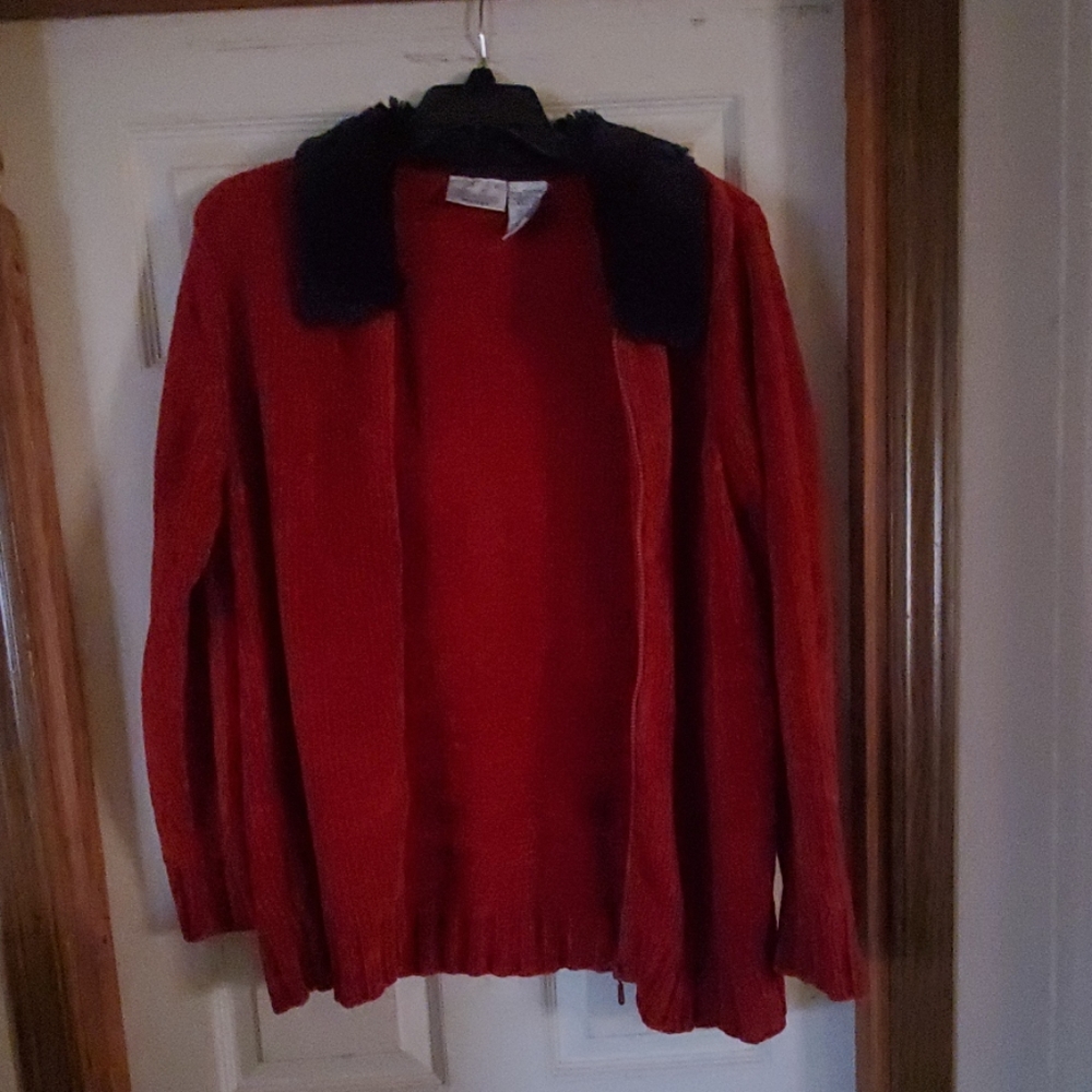 Red cardigan/sweater by Kathie Lee